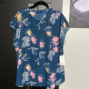 Brand new and never worn blue short sleeve button down blouse from Apt. 9